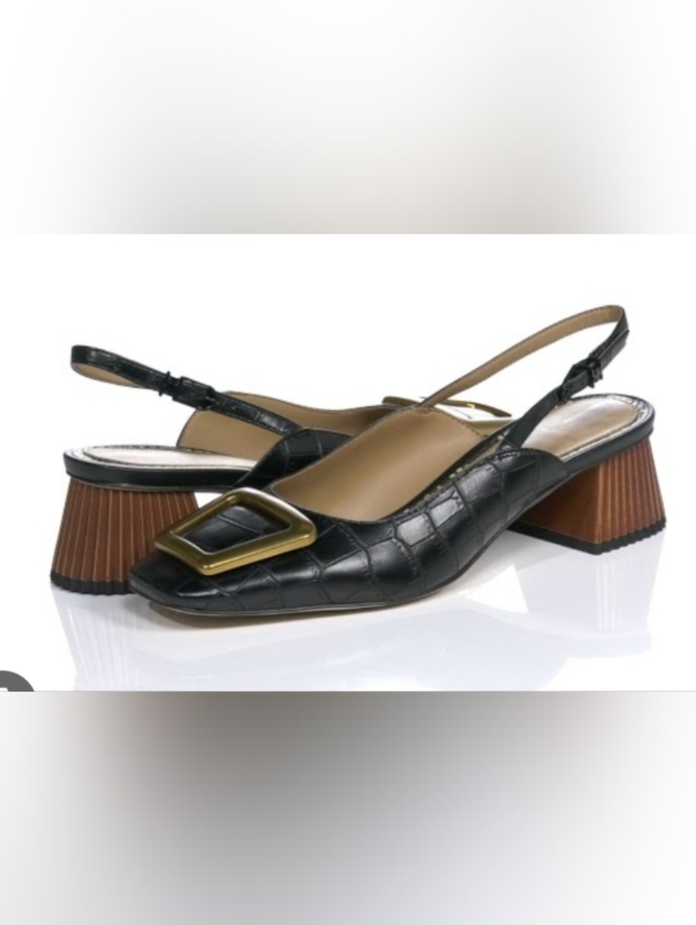 Sam Edelman Vanessa Black Croc Embossed Slingbacks Size 6